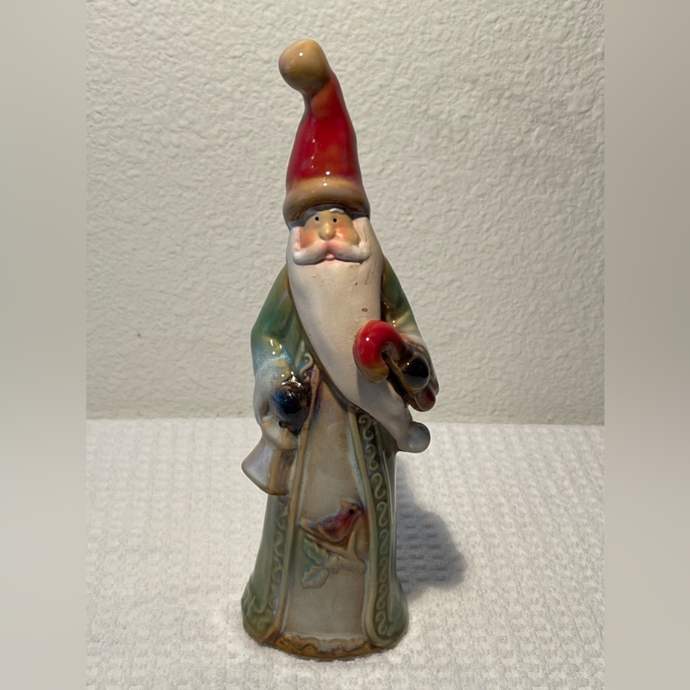 Old World Nordic Style St. Nicholas (Santa Claus) Glazed Ceramic Figurine